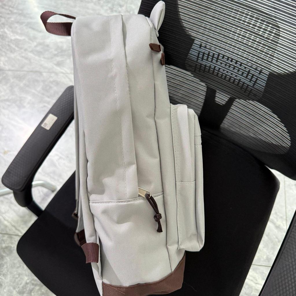 Double Shoulder Cartoon Cat & Bear Canvas Backpack - Cute, Large Capacity, Soft Brown & Milk White for Students