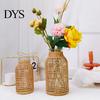 Table Vase Flower Handmade Straw Woven Anti-broken Japanese Style Glass Plant Pot Decoration Scene Layout Prop
