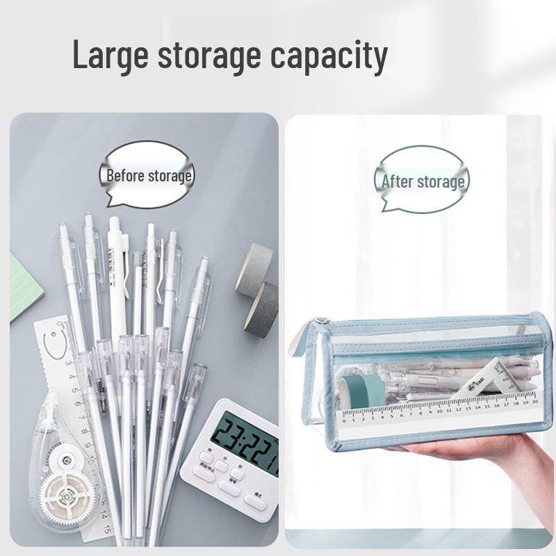 Transparent Exam Pencil Case - Simple Stationery Bag for Primary School Students and Women
