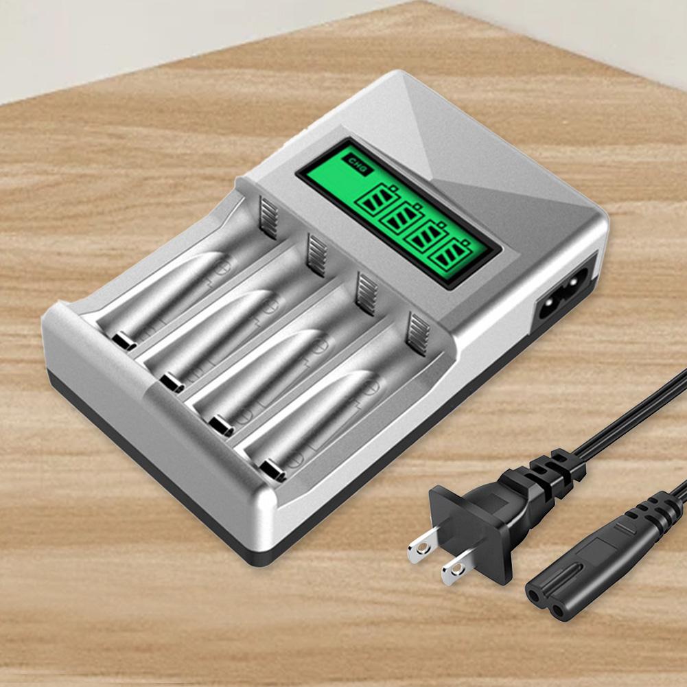 4-Slot AA AAA Intelligent Battery Charger LCD Screen Independent Charging Charger for AA/AAA NiMH Rechargeable Batteries