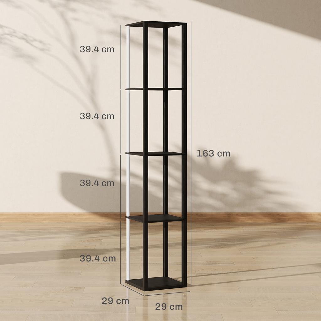 RGB LED Floor Lamp with Shelves, Modern Dimmable Standing Lamp with Remote Control, Adjustable Brightness & Speed for Living Room, Bedroom, Office