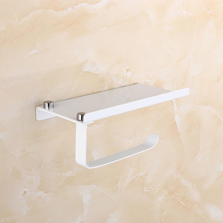 304 Stainless Steel Toilet Paper Holder with Phone Shelf and No-Drill Installation
