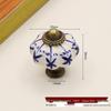 Hand-Painted Pastoral Blue and White Ceramic Pumpkin Drawer Pull