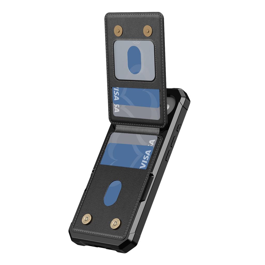Etui na iPhone Air z miejscem na kartę i podstawką, skóra PU + TPU, Pokrowiec na telefon