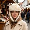 Winter Gifts for Women Ear-Flap Hat, Cute Cat Ear Trapper Warm Plush Thermal Protection Hats Lined Windproof Cap, Ushanka Hat Cold Weather Riding