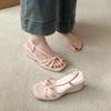 Fashion Platform Heels Summer New Square Toe Open Toe Cross Slim Strap Platform Non-Slip Wear-Resistant Wedge Sandals