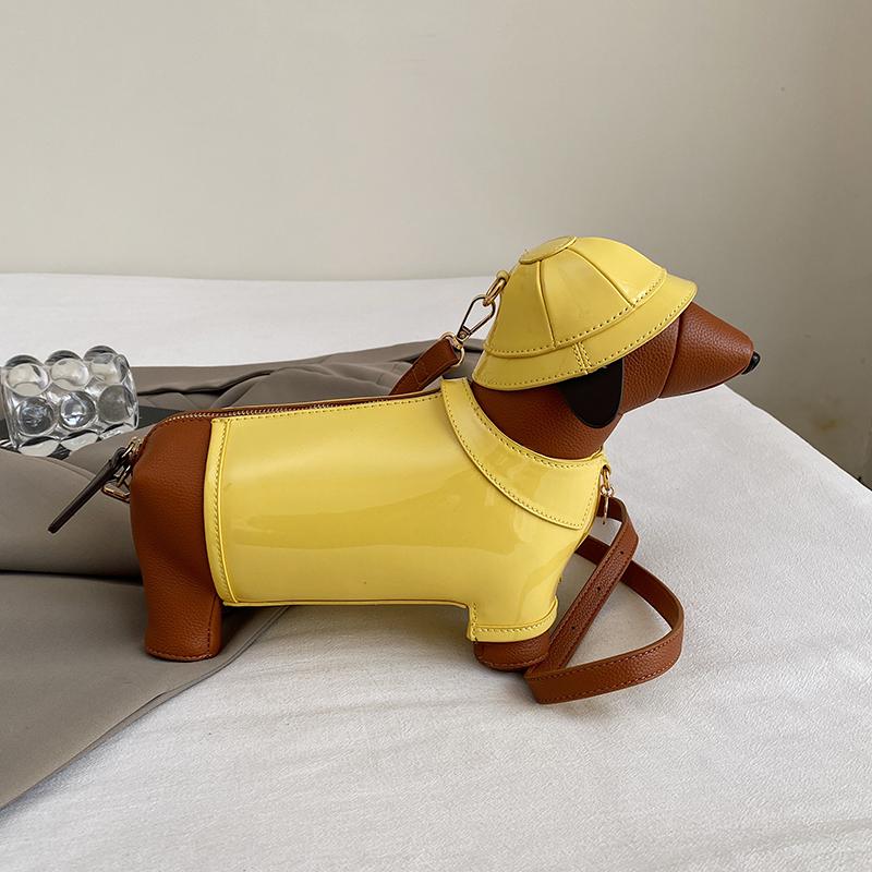 Fashion Exquisite Yellow Dog PU Barrel-shaped Shoulder Bags Hot Trendy Super Cool Personality Crossbody Bags for Women 2025 New