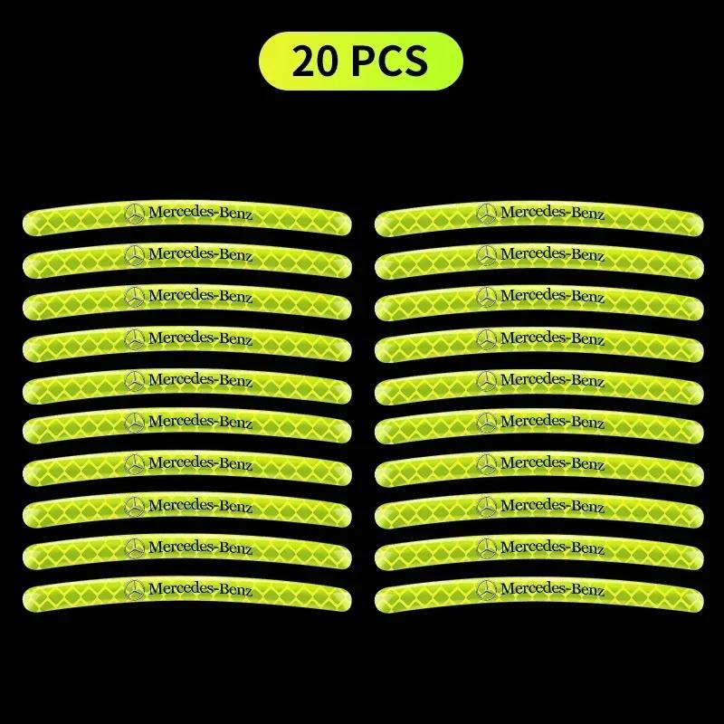 EJG4 Car Wheel Fluorescent Sticker Hub Sticker Reflective Warning for Mercedes Benz B/C/E/S Class A Class C200L GLC GLK New CLA GLA