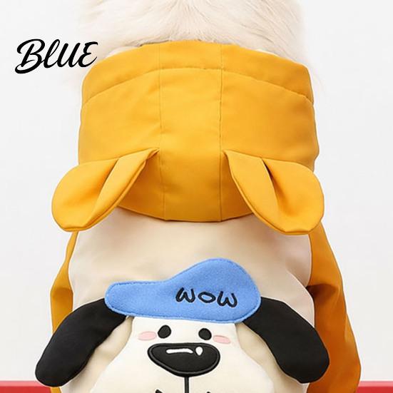 Puppy Winter Wear with Raincoat Windproof Pet Jumpsuit Waterproof Hooded Dog Four-Leg Jacket Ears Cute