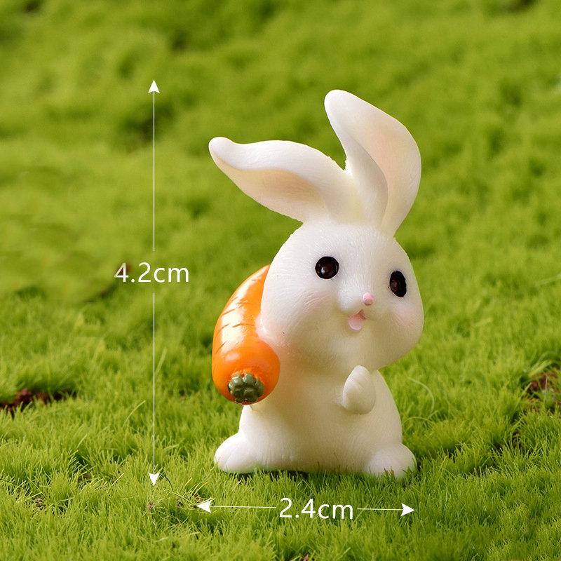 Urocza Figurka Królika z Marchewką Zwierzątko Wielkanoc Boże Narodzenie Dekoracja Domu Miniaturowy Ogród Dekoracja Tortu Akcesoria Nowoczesna Figurka Prezent