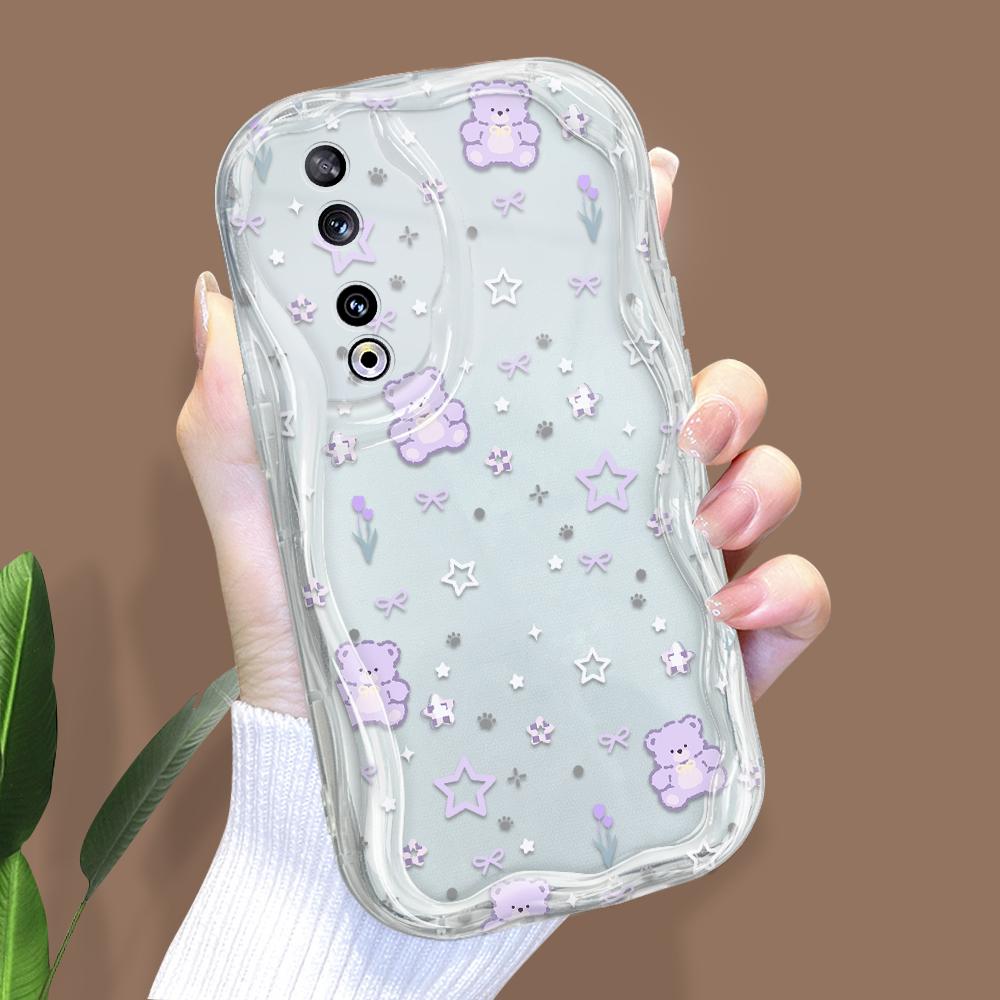 Cute Cartoon Pattern Cream Texture Casing Wavy Edge Soft Silicone Cover Phone Case for Huawei Honor Infinix Tecno iPhone