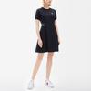 Fila Solid Color Logo Elegant Sports Casual Breathable Knitted A-Line Short Sleeve Dress Women Dresses Legendary-Blue F11W237308FNV