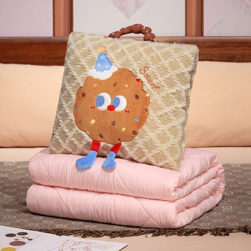 Creative and Fashionable Pillow Quilt Blanket Two-in-one Two-dimensional Wash Cotton Nap Air Conditioner Pillow Embroidered Plush Head Cushion