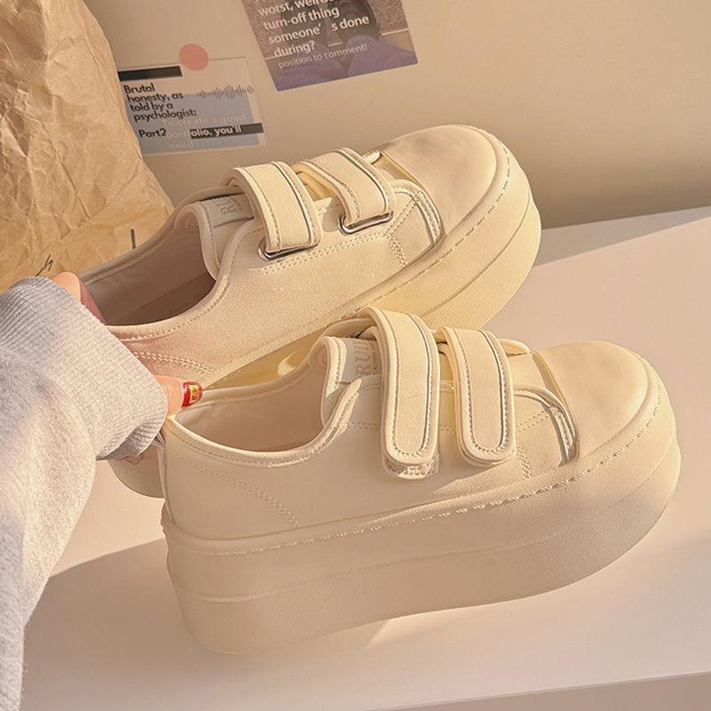 Velcro thick-soled heightening little white shoes women's spring new products round head versatile comfortable casual board shoes