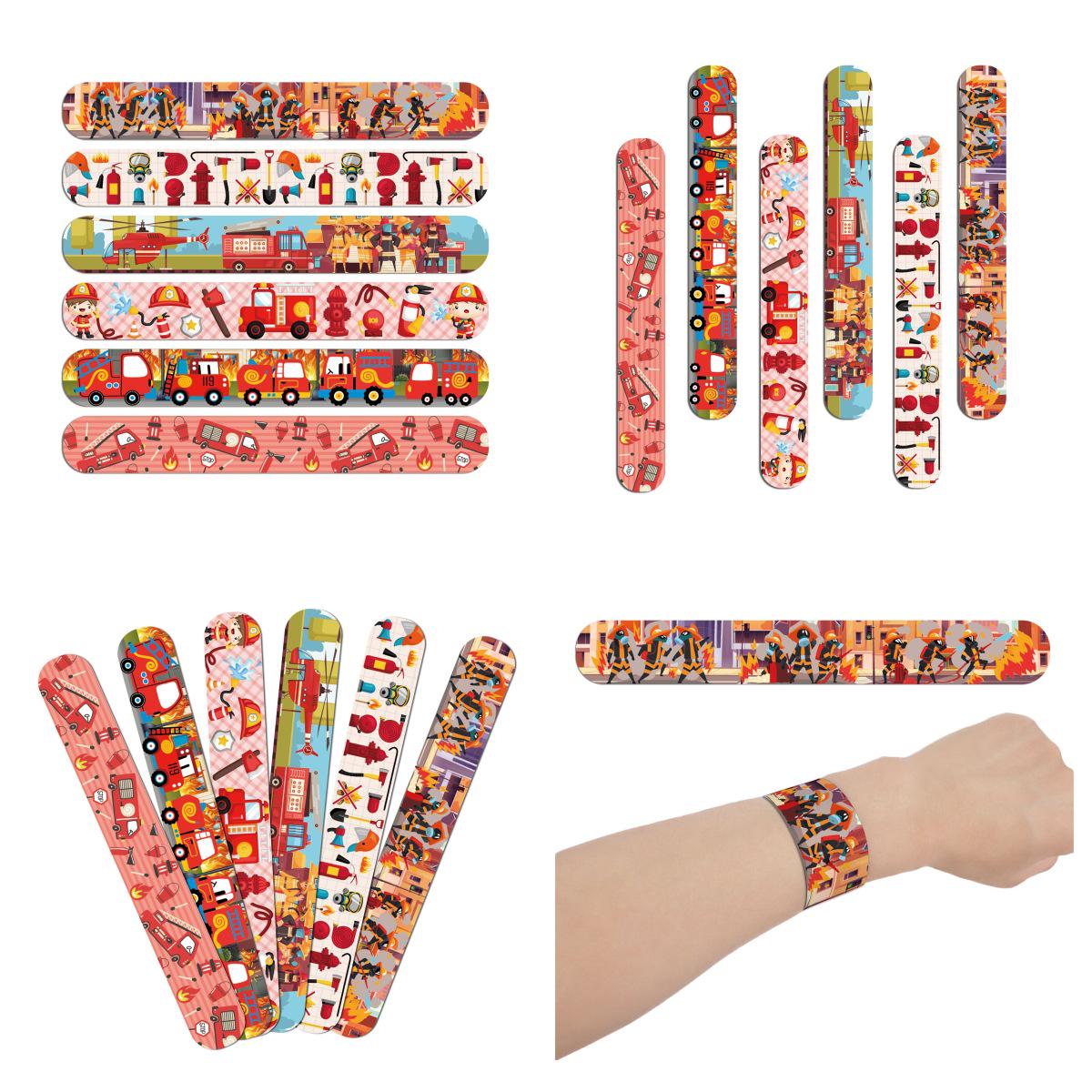 Fire Engine Party Gift Set: Slap Bracelet, Firefighter Hat, Extinguisher, Safety Helmet