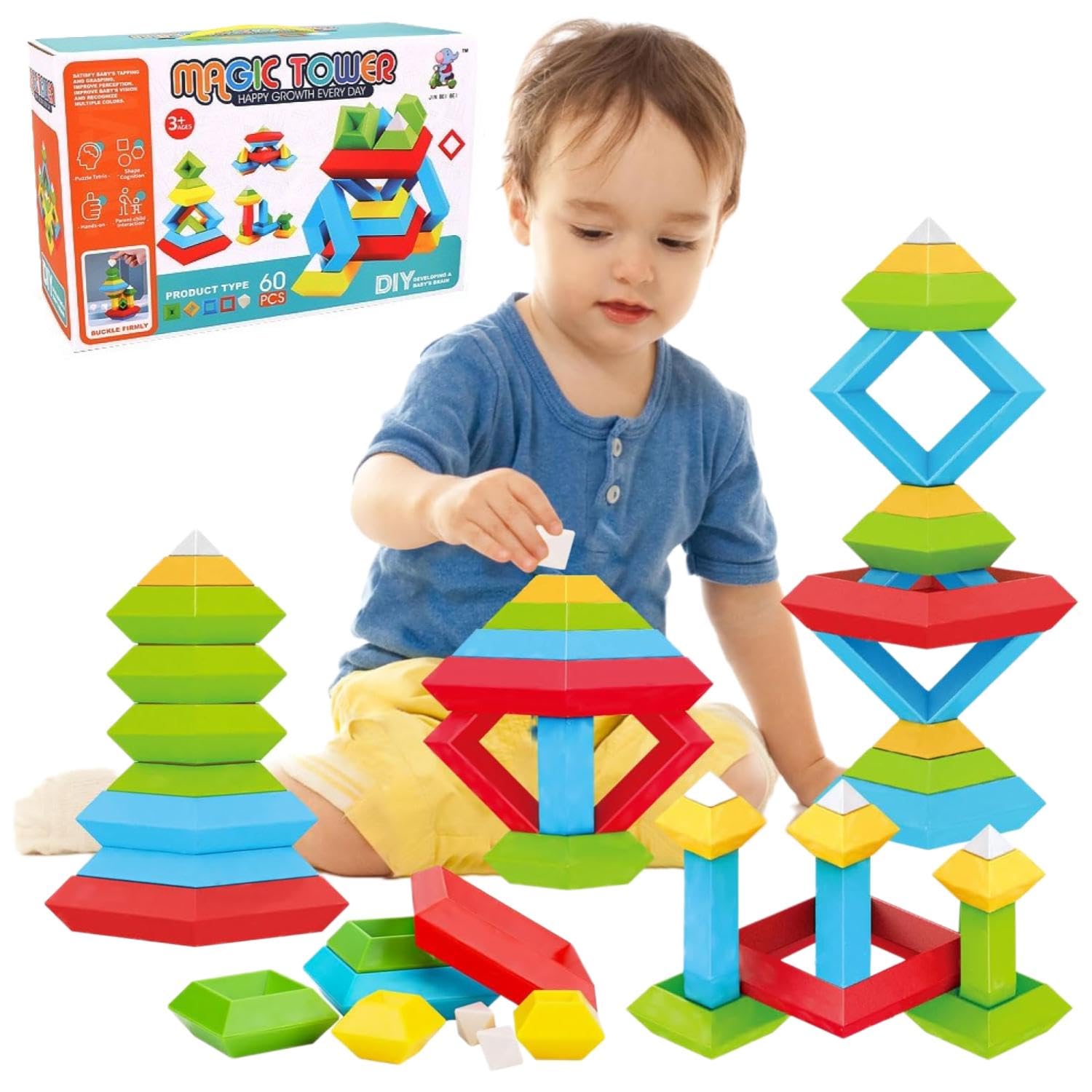 

Montessori Building Educational Toy Sculpting Color Shape Gift for Boys and Girls Ages and 5 Blocks, Puzzle, [3D Art, Skills, Creativity, Sense,