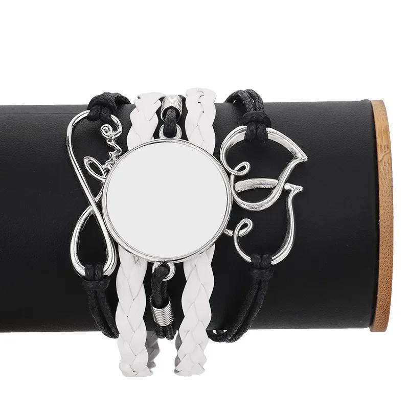 Sublimation Woven Leather Rope Bracelet Casual Jewelry Bracelets DIY Heat Transfer Blanks For Creative Fashion Jewelry Gifts
