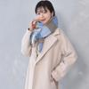 Wool Check Pattern Large 60cm Wide Blue Block Check [HHayashiguchi] 100% Stole, (WS0022) 30.