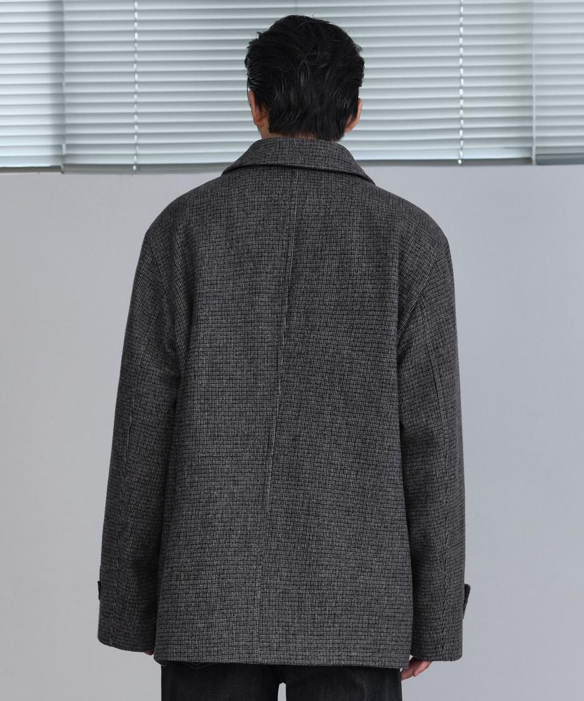 Musinsa Standard Wool Blend Tweed Oversized Half Balmacaan Coat [Grey]