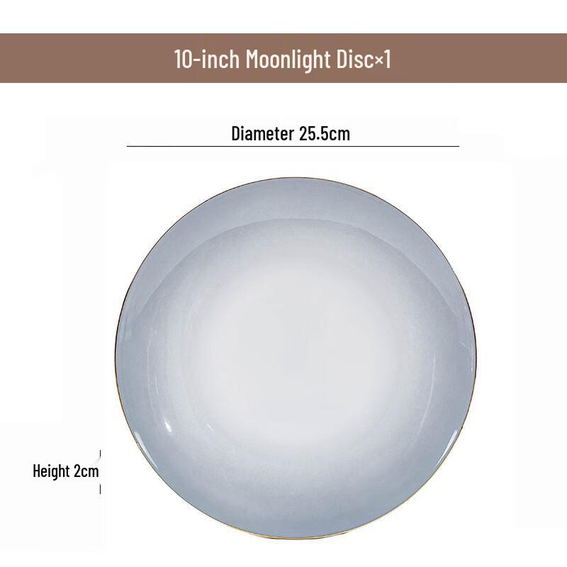 Jingdezhen Nordic Style Gradient Grey Ceramic Moonlight Plate