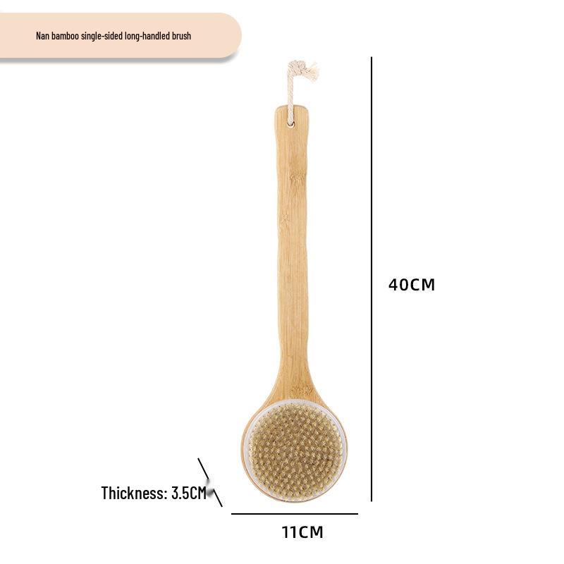 Wooden Boar Bristle Bath Brush with Long Handle for Scrubbing and Massage
