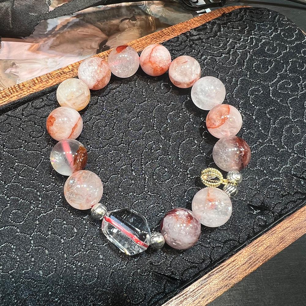 Lavender Rose Quartz, Lemon Quartz & Red Phantom Crystal Bracelet
