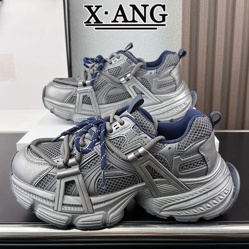 Leather double shoelaces dad shoes women's thick-soled heightening women's shoes autumn and winter new versatile casual sports shoes