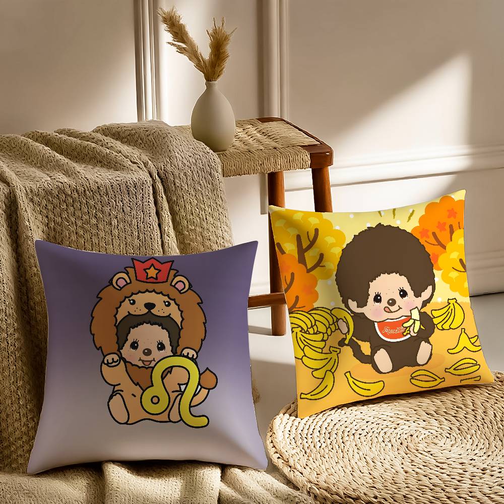 Cute Cartoon M-Monchhichis-MT Pillow Case Printed Brushed Fleece Pillow Baby Skin-Touch Eco-Friendly Dye-Sublimat