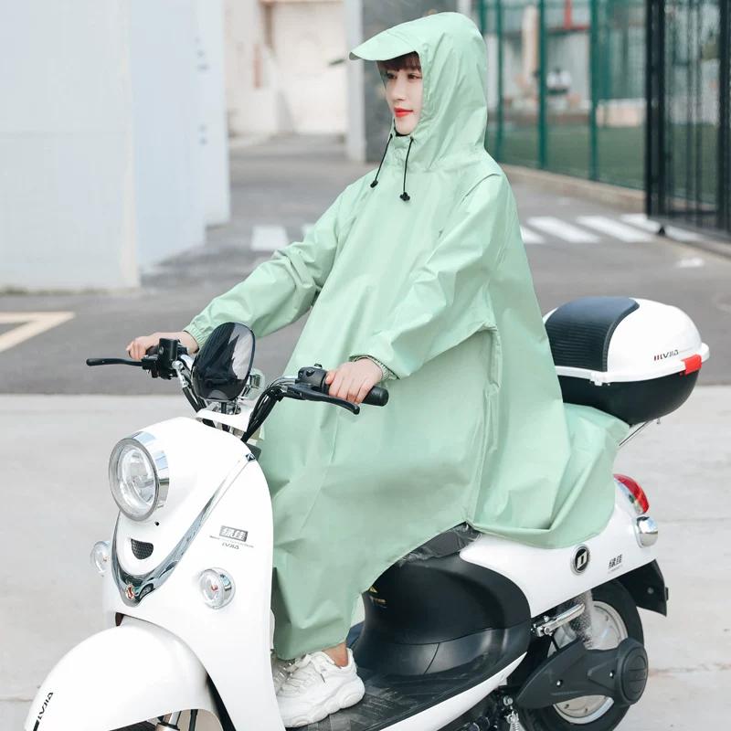 Cycling Raincoat Adult Men and Women Lightweight Pure Color Long Sleeves Electric Car Bicycle Poncho Outdoor Cycling Rainproof