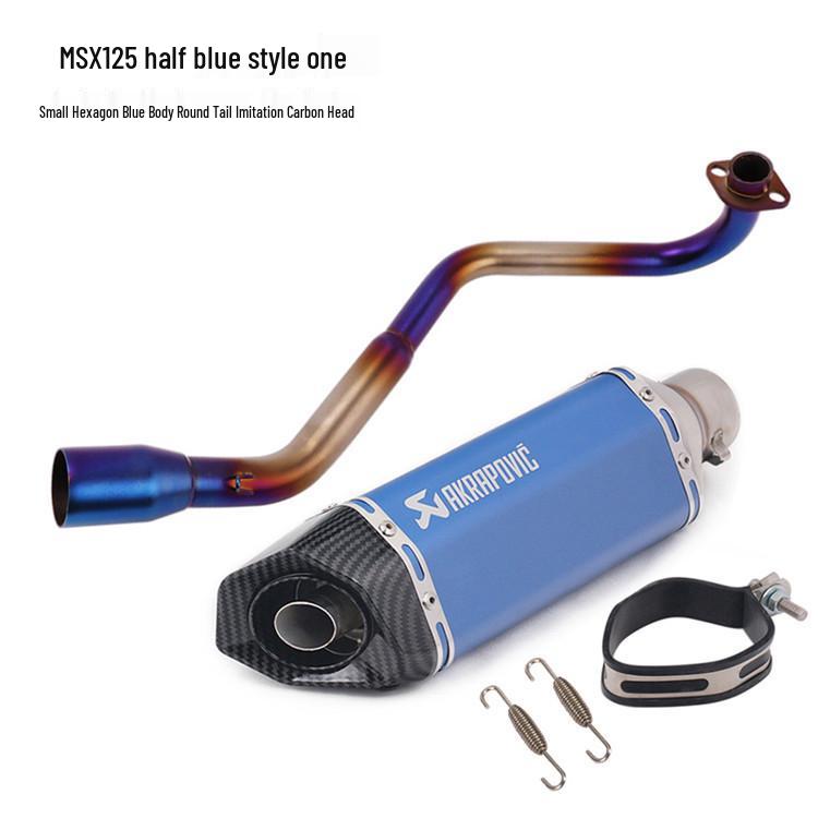 Silver Steel Dual Tail Exhaust for Monkey 125 MSX125 Horizontal Cylinder