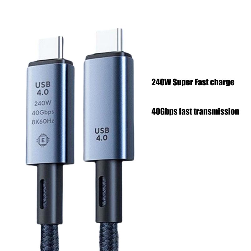 USB4 Type C To Type C Cable for 8K Video and 240W Fast Charging TypeC Cord Compatibles Phones Tablets And More