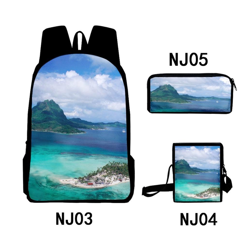 Trendy Popular Fantastic scenery 3D Print 3pcs/Set pupil School Bags Laptop Daypack Backpack Inclined shoulder bag Pencil Case