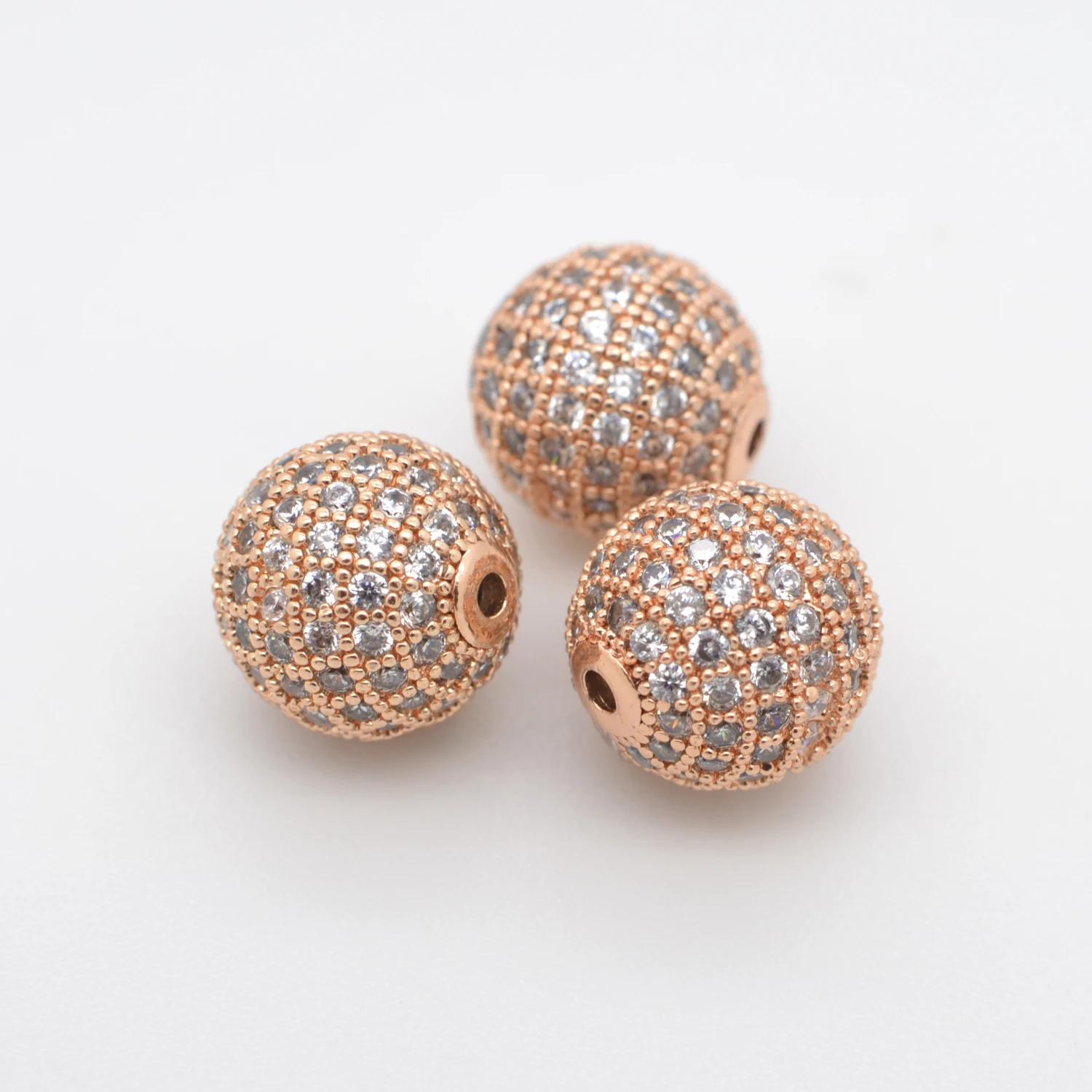 

Beads for Jewelry Making Gold Silver Color Accessories Paved Zircon Spacer Bead String Beaded Diy Necklace Bracelet Chain Charms 6mm (3 pieces)