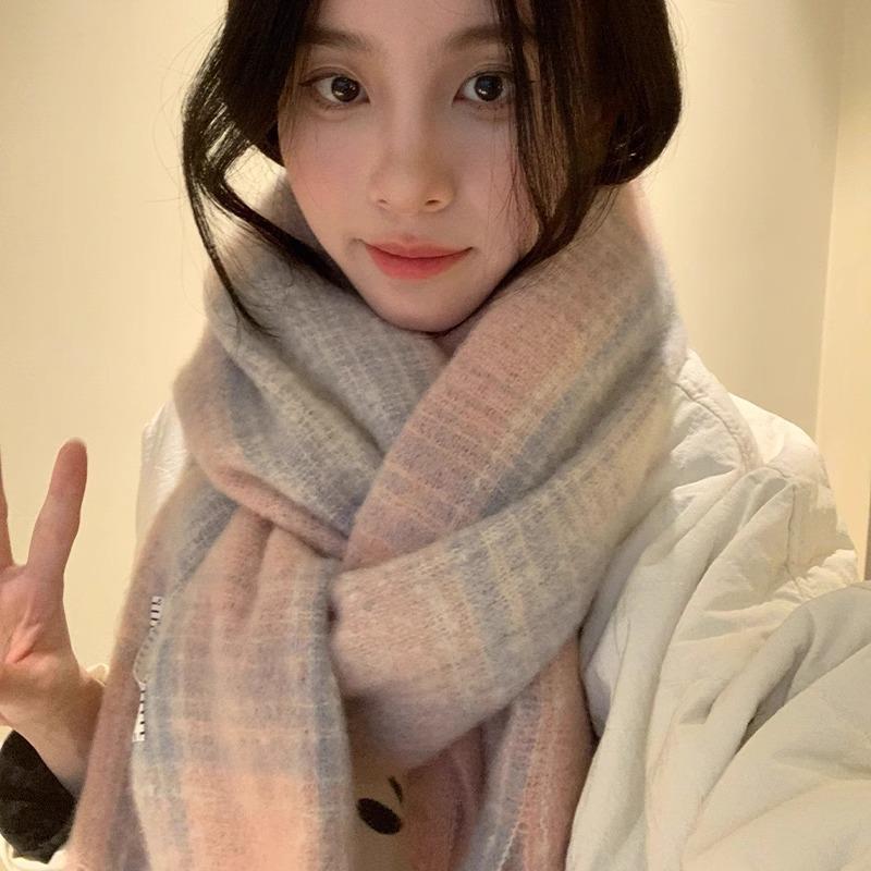 Scarf women's winter new Maillard atmosphere Korean imitation cashmere warm scarf extended shawl dual-purpose