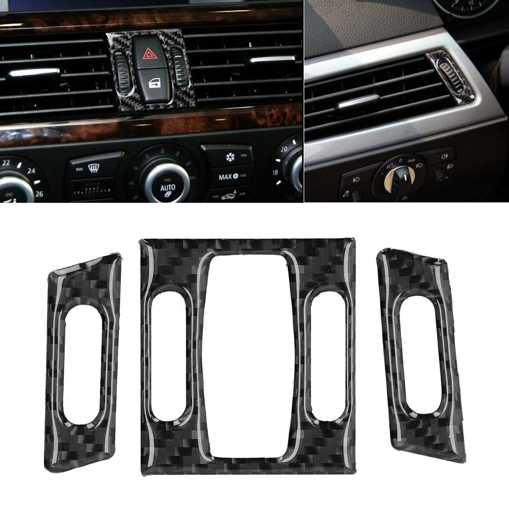 3pcs Carbon Fiber Interior Air Outlet Trim Cover Fit for 5 Series E60 E61 2004‑2010