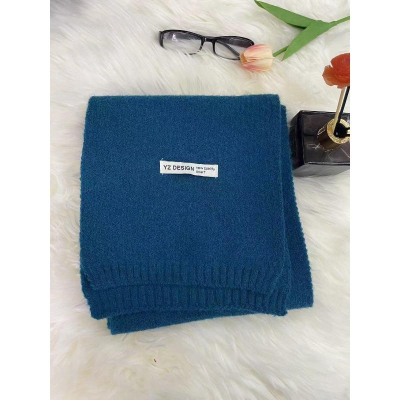 New Korean Style Soft and Skin Friendly Solid Color Versatile Knitted Scarf for Women Winter Warm and Comfortable Scarf Whitening Student Couple