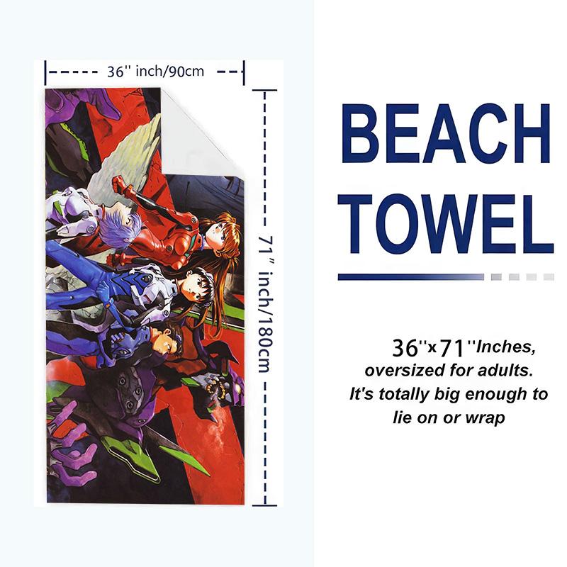 Neon Genesis Print Beach Towel, Large Soft Quick Dry Towel for Beach Camping Swimming