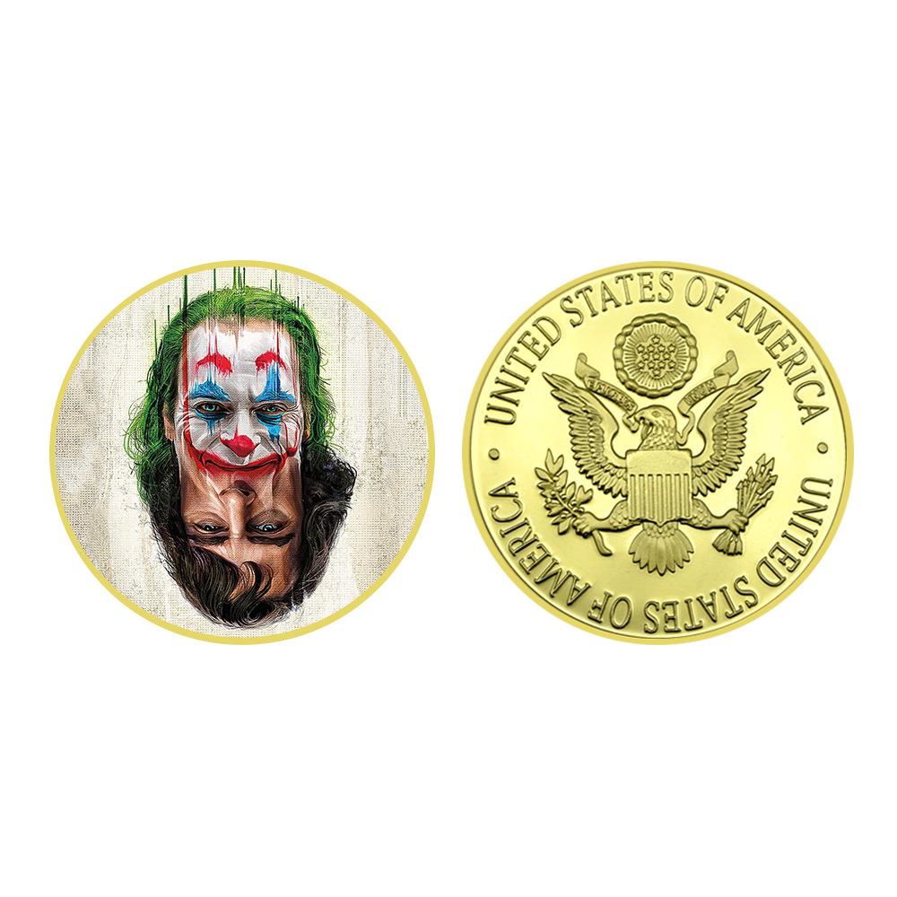 

Classic American movie villain character, clown, gold-plated/silver commemorative badge, commemorative coin, creative gold foil