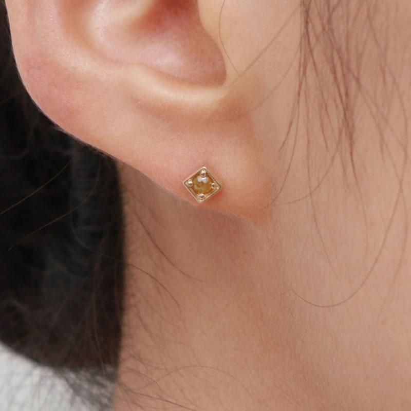 Less Is More 14K Gold Yellow Rough Diamond Earring & Piercing