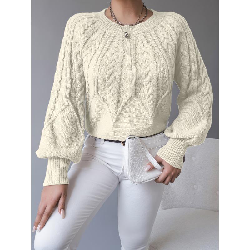 Women'S Chunky Sweater - Beige/Neutral-Toned Sweater for Fall/Winter, Cozy Sweater for Everyday & Formal Outfits, Women'S Sweater Clothing