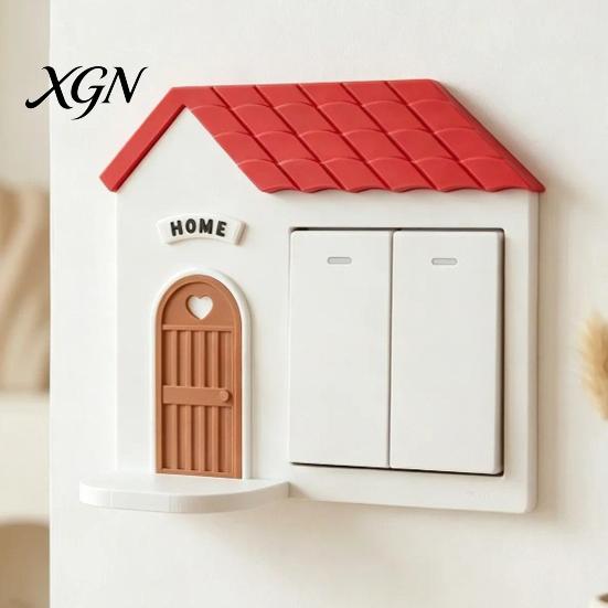 PLA Schalter Dekoration 3D Gedruckte Haus Dekoration, Leichter Rahmen mit Figuren Display Regal, Wandabdeckplatte für Home Office Wohnzimmer Cartoon