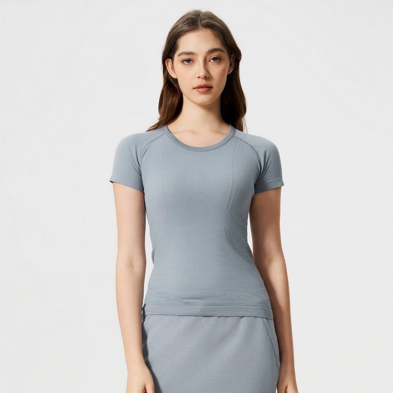 

Lulu Women s Short-Sleeved Tight Sports T-shirt Quick-Drying Tops Rhino Gray XL/10