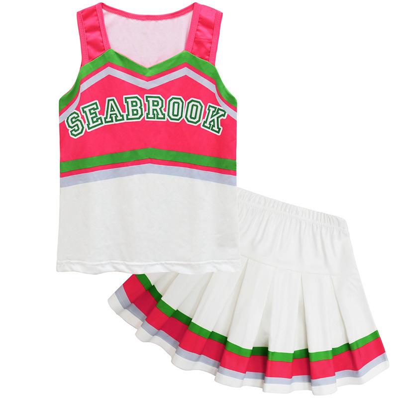 Girls Cheerleading Two Piece Set Tank Top Pleated Skirt for School Performance