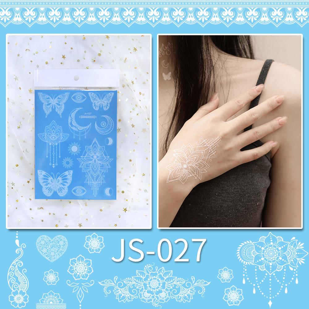 

1 лист, водостойкая белая хна, временные татуировки, наклейки, кружевные цветы, мандала, татуировки для свадебной вечеринки, праздничные временные татуировки