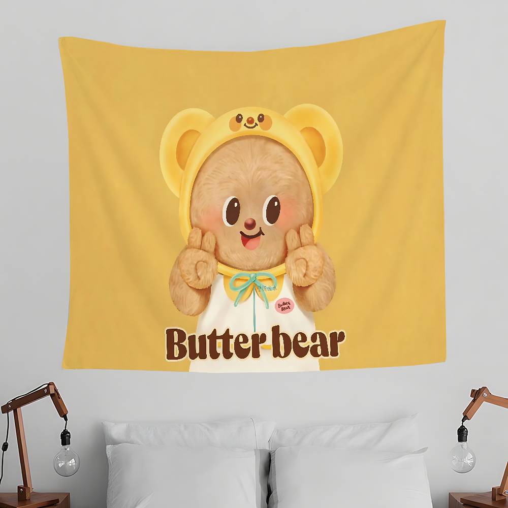 BButter BBear Cute Tapestry Wall Hanging Tapestry Art Deco Blanket Curtain Hanging At Home Bedroom Living Room Decor