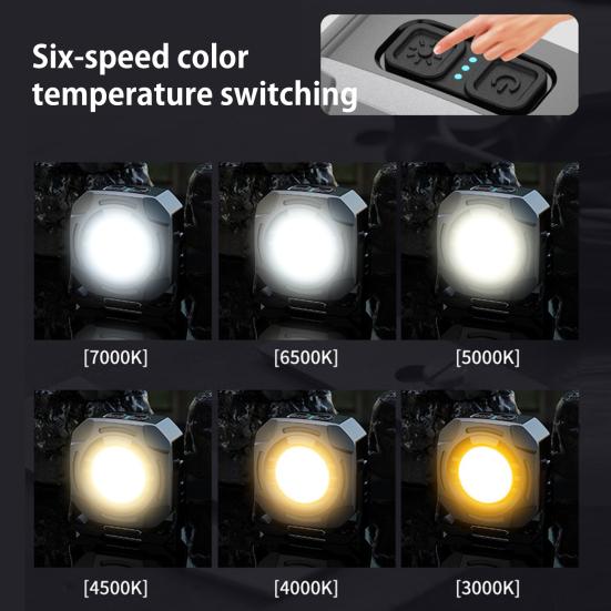 Mini Keychain Work Light Adjustable USB Rechargeable Waterproof Multi-function Portable Outdoor Camping Hiking Hanging Emergency Repair Lamp