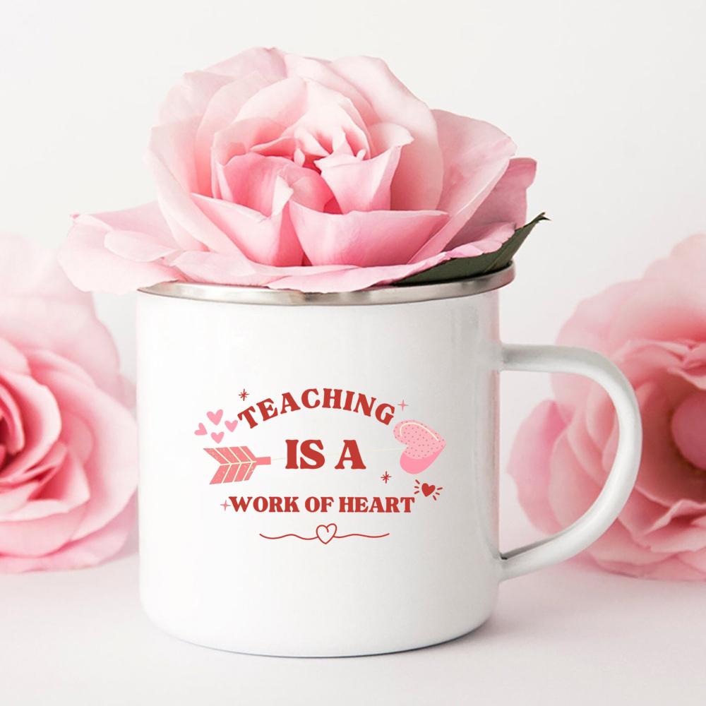 Lehren ist eine Herzensangelegenheit Bedruckte Emailletasse Friends Originaltassen Kaffeetassen zum Sublimieren Edelstahlbecher Trinkgeschirr Cupshe Bar