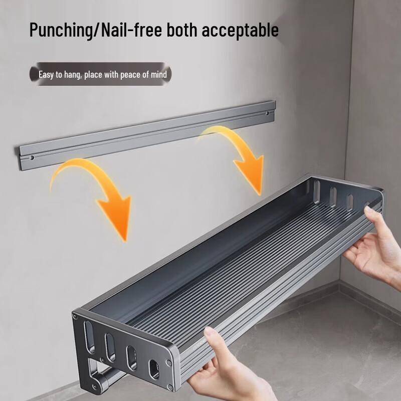 2-Tier Wall-Mounted Carbon Steel Kitchen Storage Rack with Spice & Knife Holder