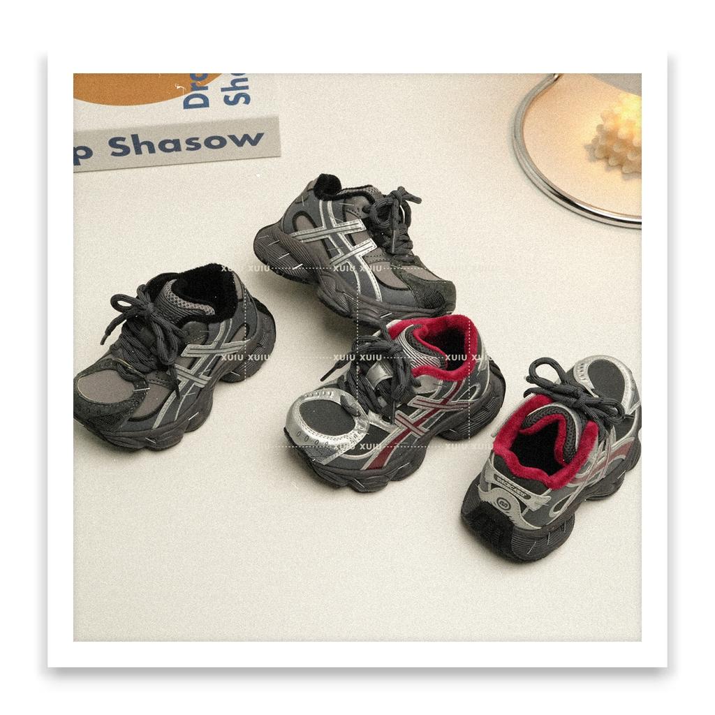XSHX "Paris Extreme Tide" Kinder-Daddy-Sneakers Herbst und Winter Fleece Herren- und Damen-Klettverschluss [Schuhe aus Wenzhou]