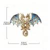 1Pcs Double Headed Dragon Brooch Blue White Porcelain Inspired Vintage Jewelry for Valentine's Day Gift Wear
